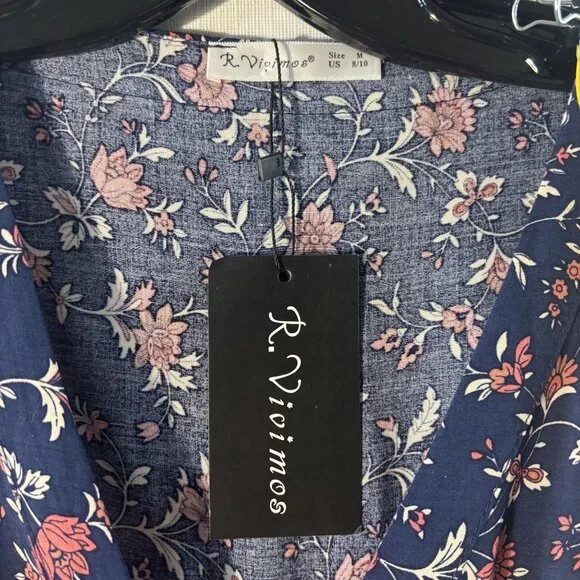 Floral Boho Maxi Dress With Ruffle Hem & V-Neck - Picture 10 of 11